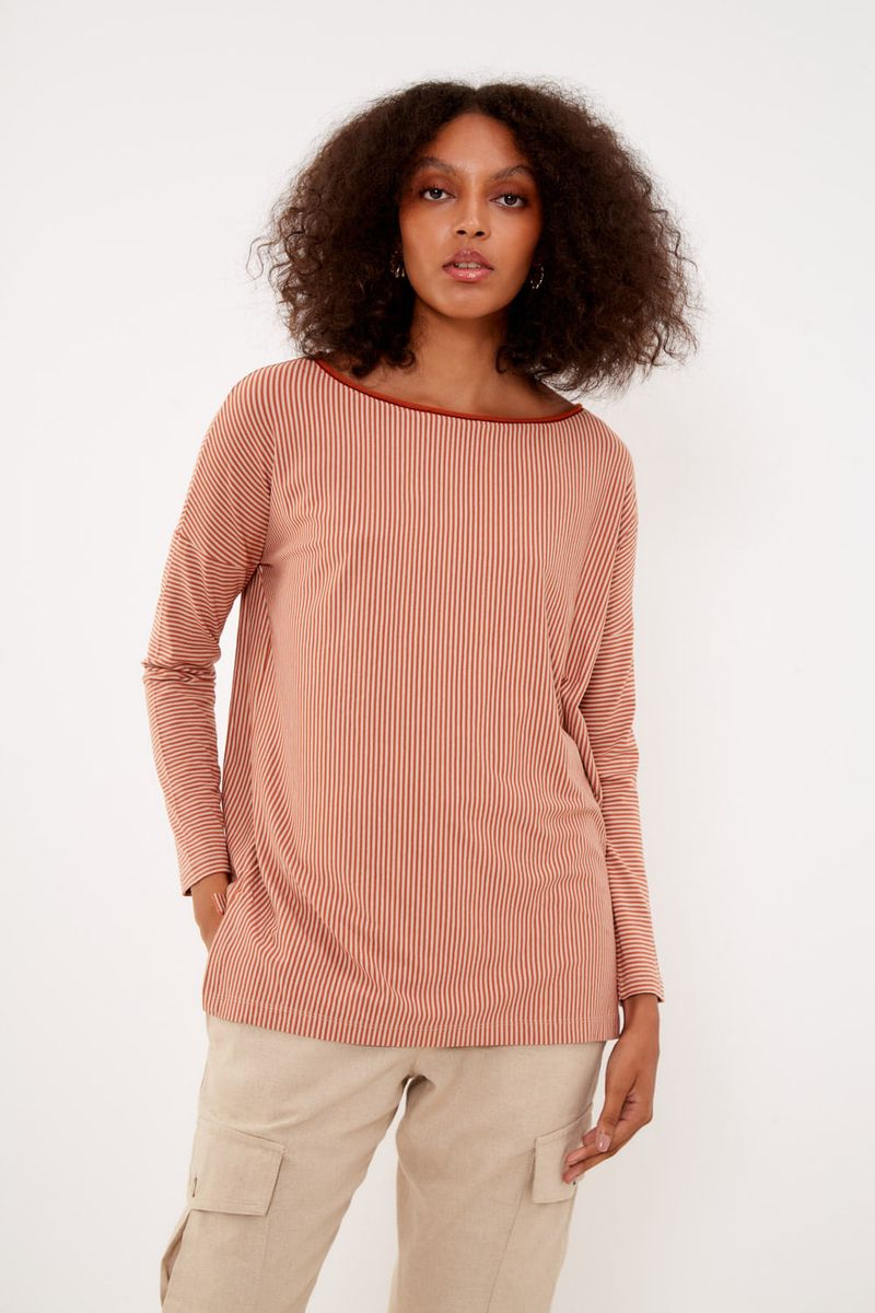 Blusa Malha Listrada Viés
