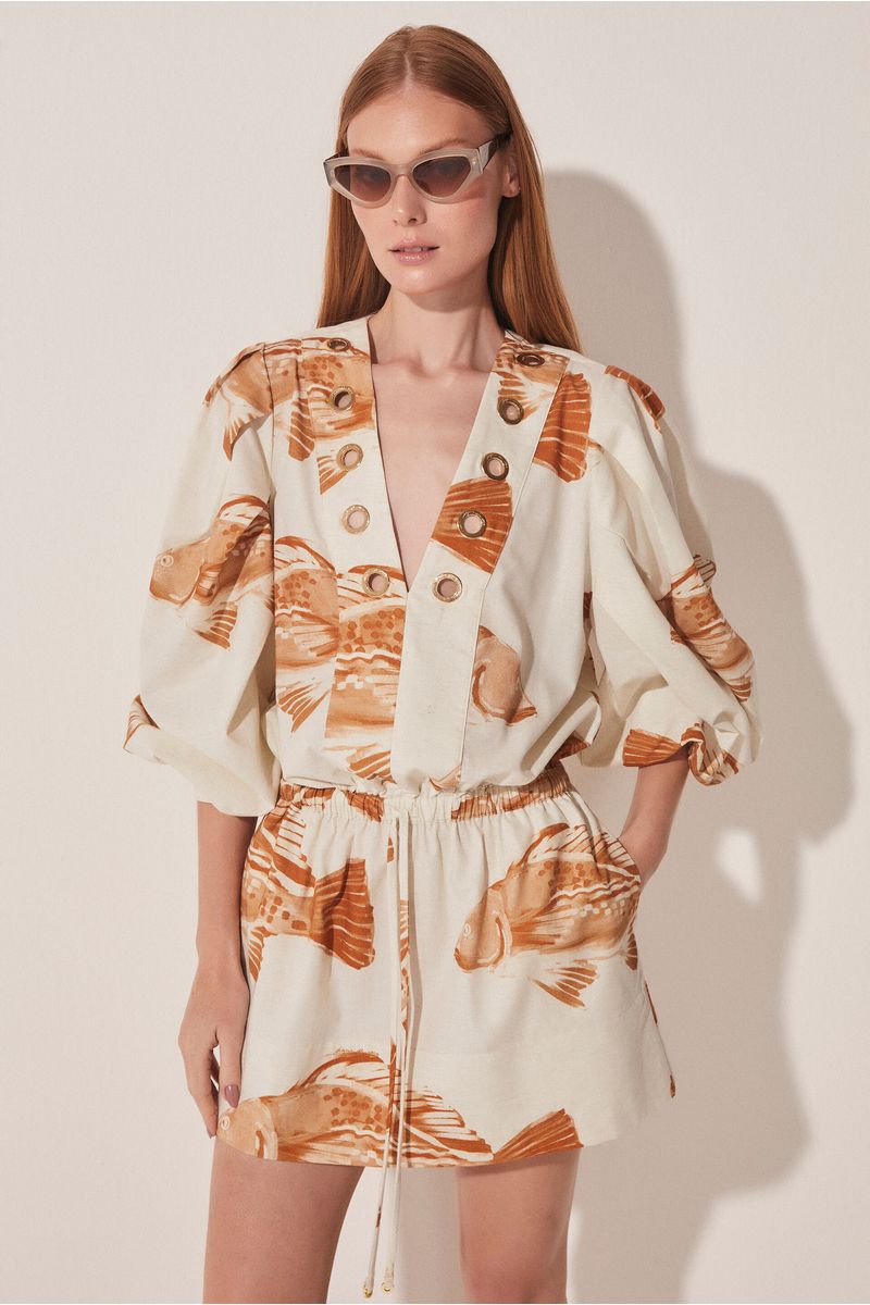 Vestido Curto Peixe Caramelo