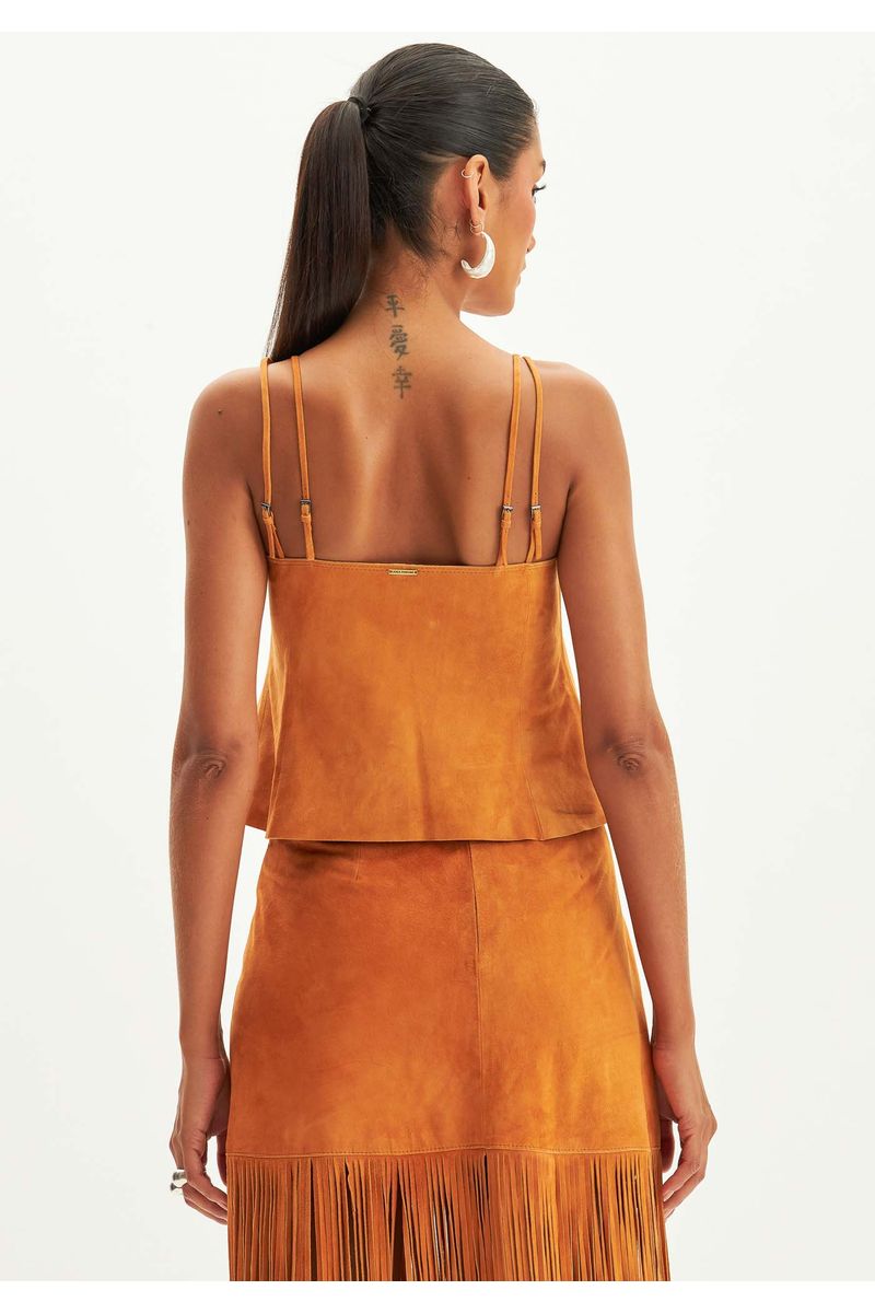 Blusa De Couro Decote V