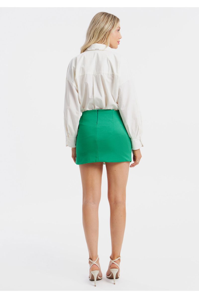 Saia Curta Com Fenda Maxi Fivela