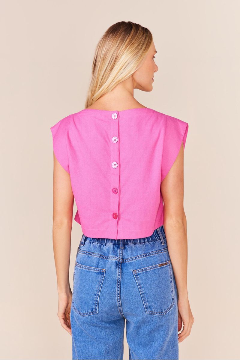 BLUSA QUADRADA LINHO - LIGHT PINK
