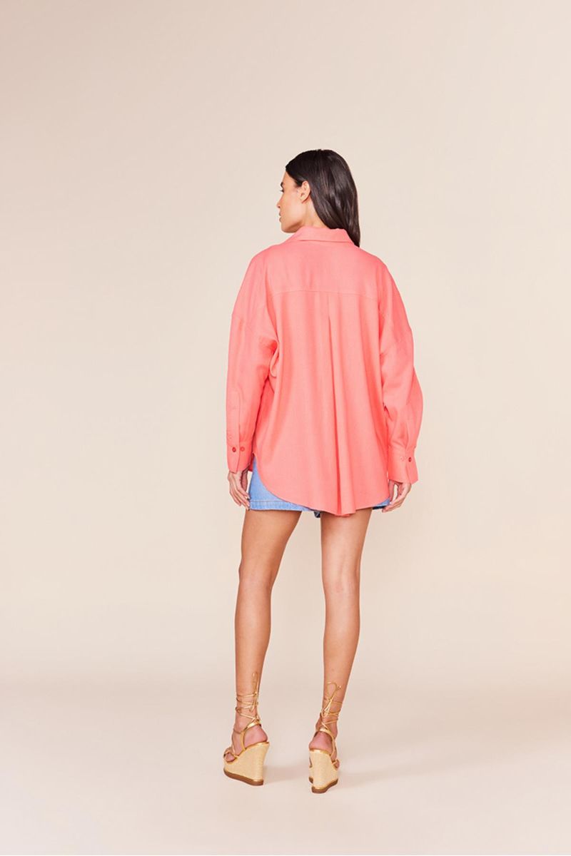 CAMISAO AMPLO LINHO - FLAMINGO