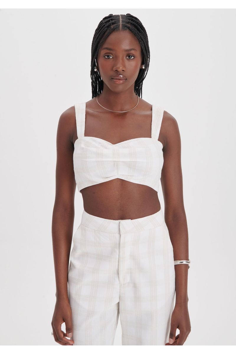 Top Cropped de Alças Xadrez