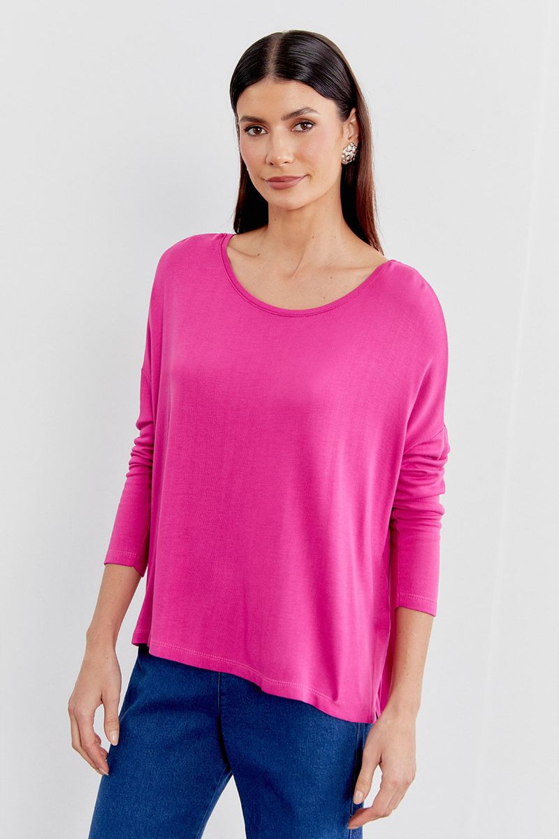 Blusa Malha Manga Franzida