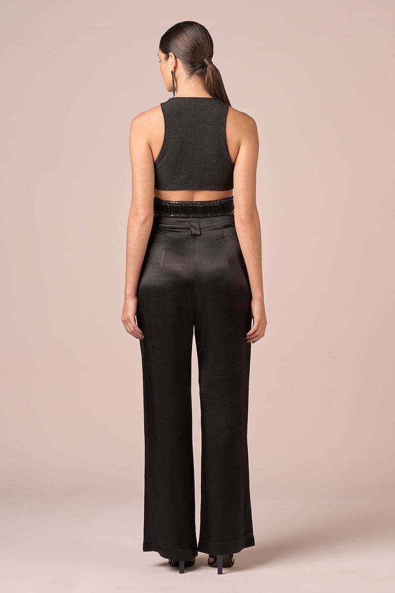 CROPPED MALHA BORDADO -PRETO