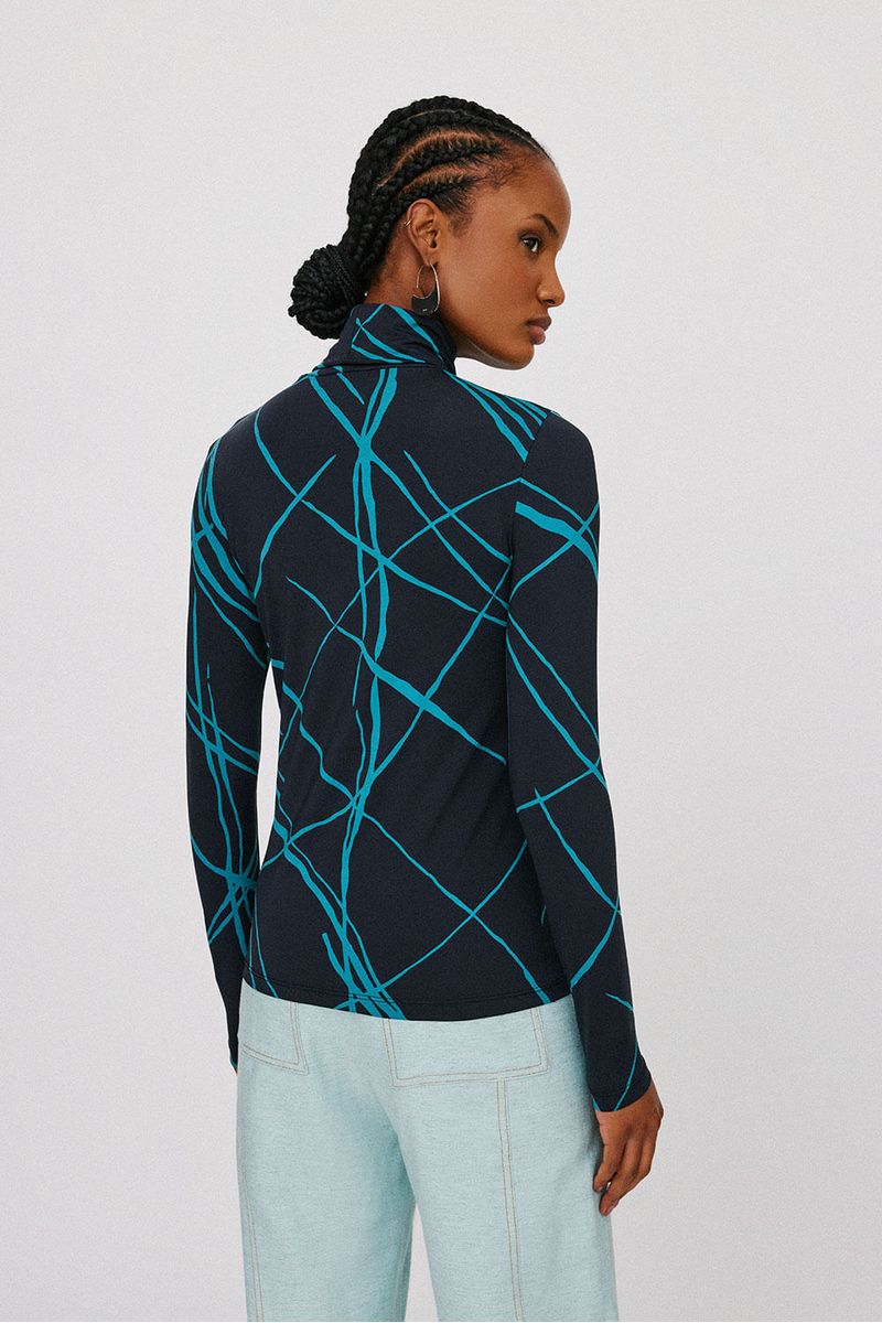 Blusa gola xadrez orgânico preto