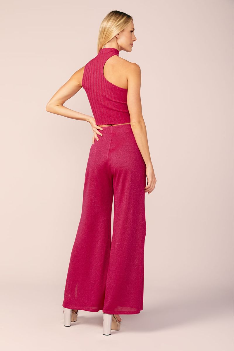 CALÇA PANTALONA FIO LUREX -CHERRY
