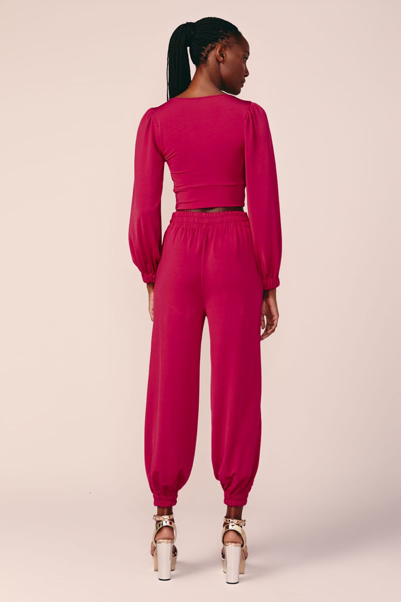BLUSA CROPPED MOLETOM -CHERRY