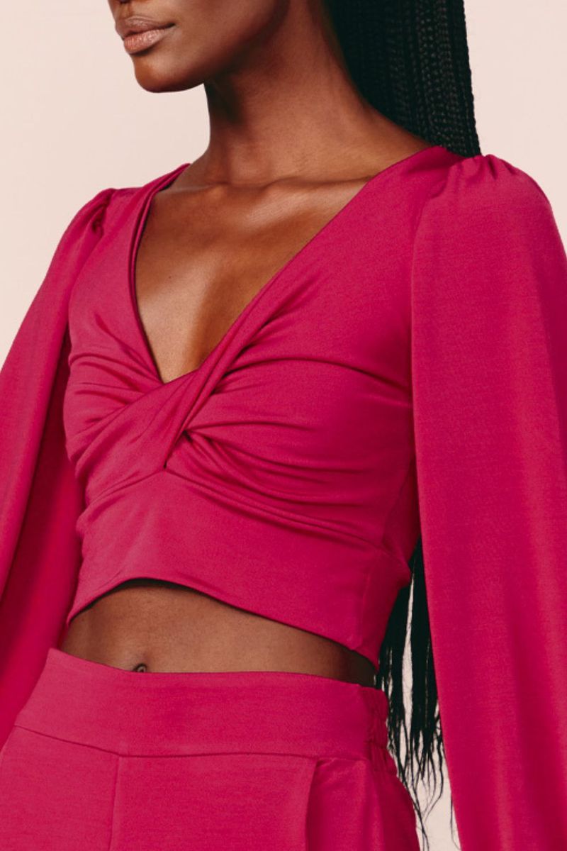 BLUSA CROPPED MOLETOM -CHERRY