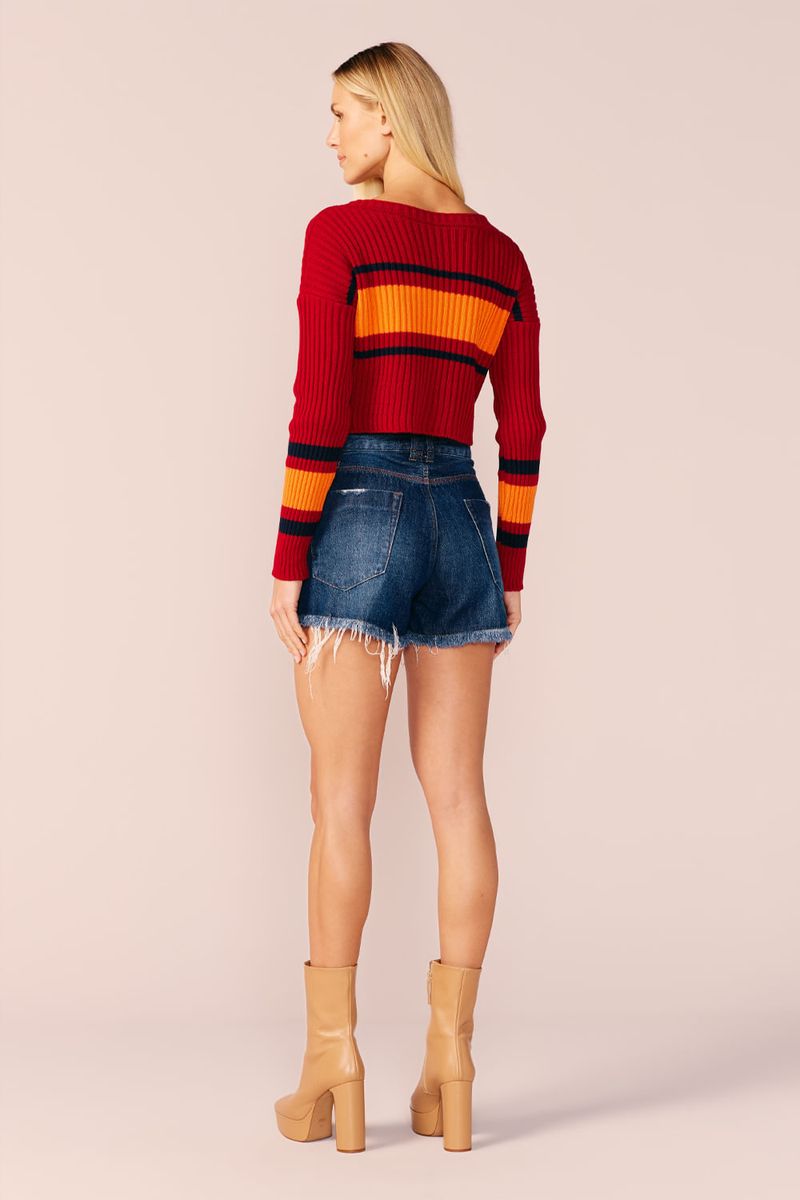 SHORT JEANS BICOLOR BARRA A FIO -JEANS