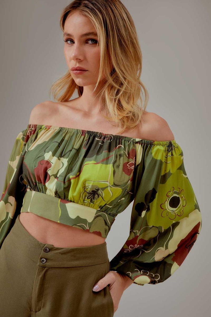 Blusa Estampa Camuflor New Manga