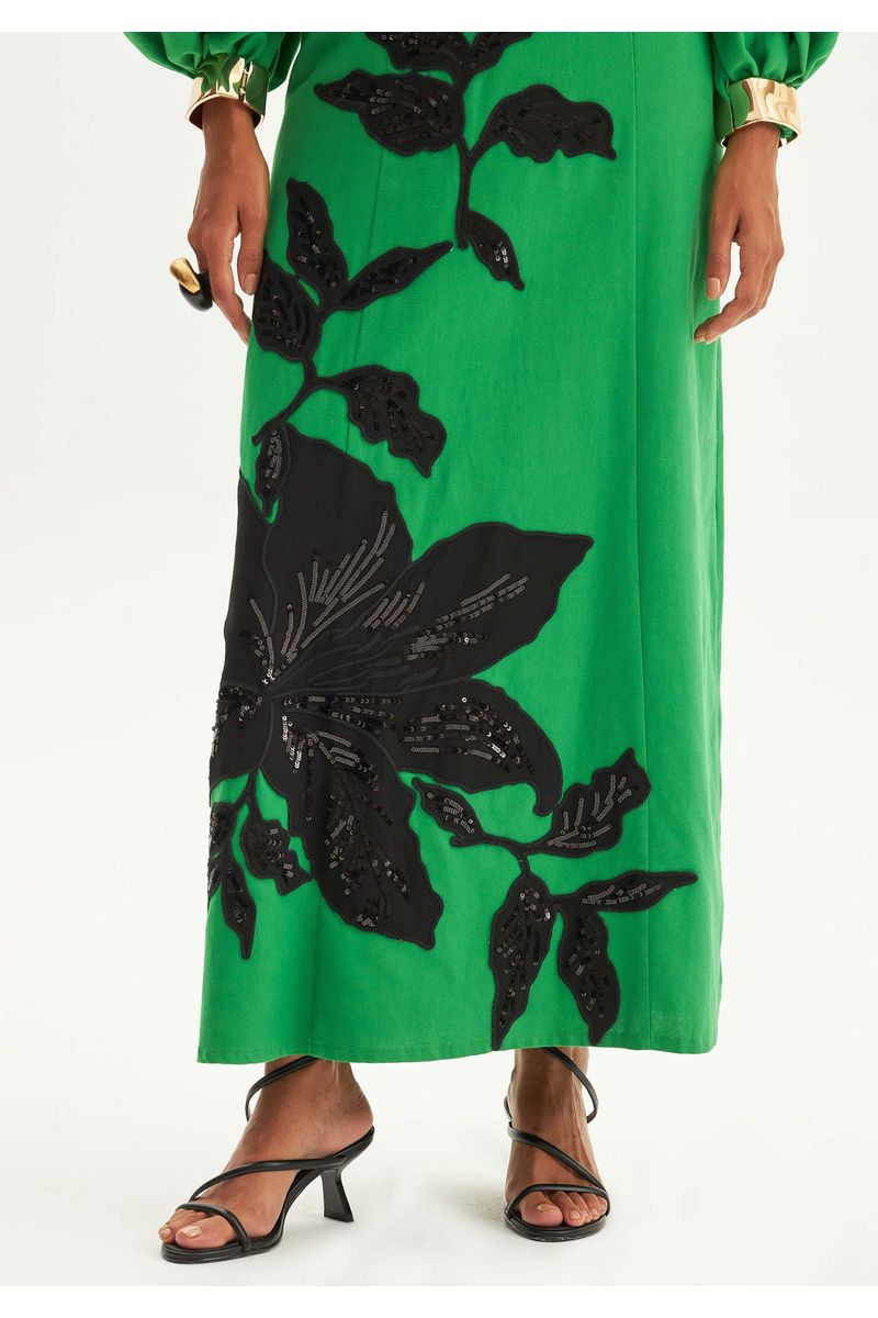 Vestido Longo Com Bordado