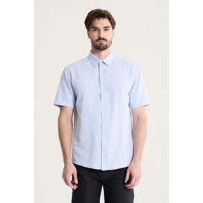 Camisa Manga Curta Oxford Azul