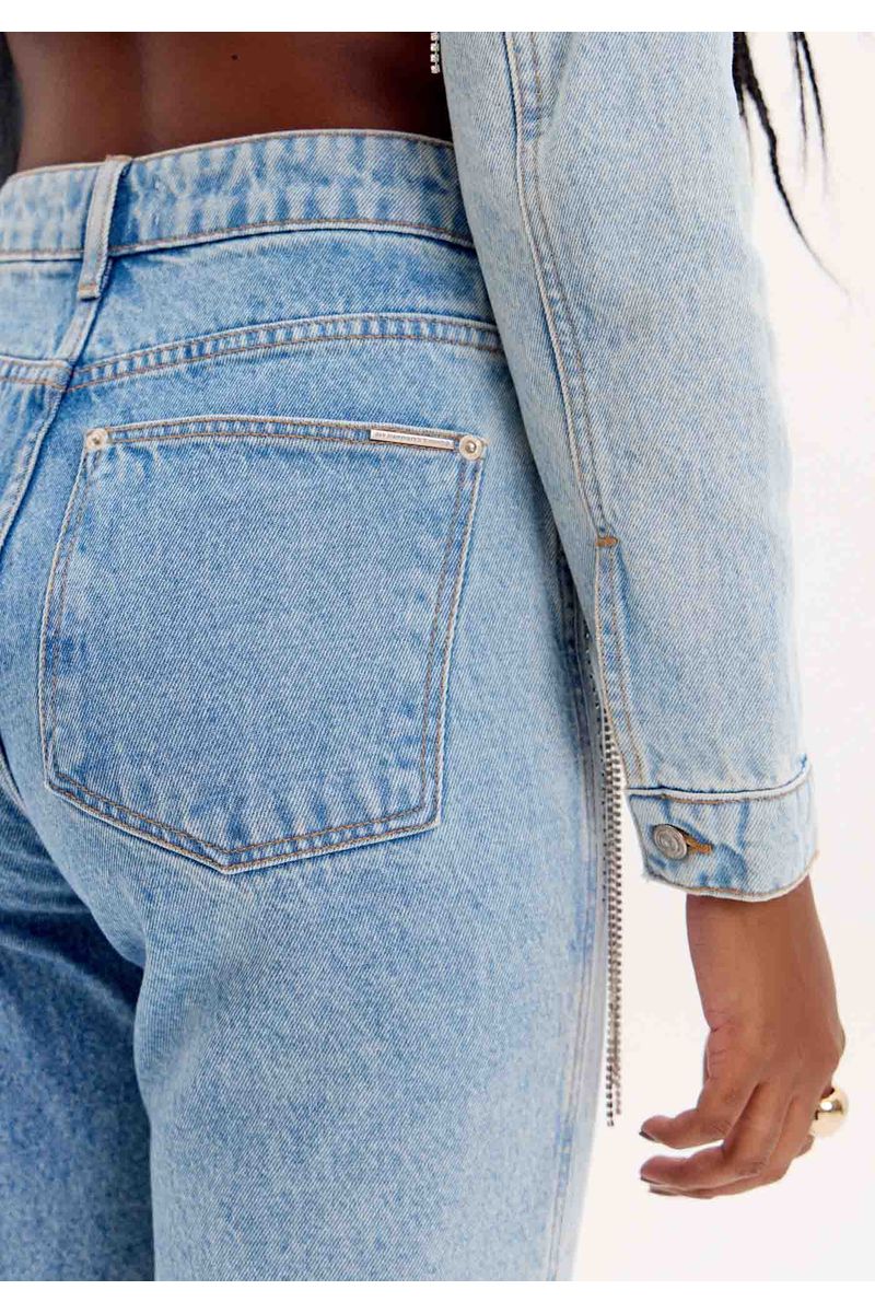 Calça Jeans Reta com Brilhos