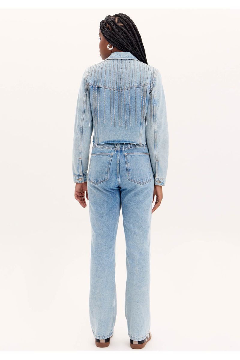 Calça Jeans Reta com Brilhos
