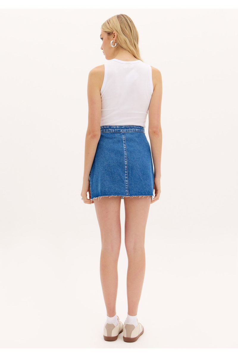 Saia Jeans Curta Bordada