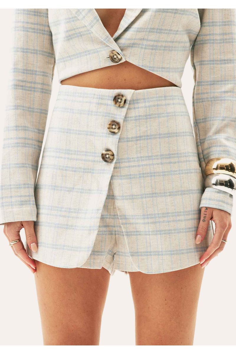 Short Saia com Transpasse Xadrez
