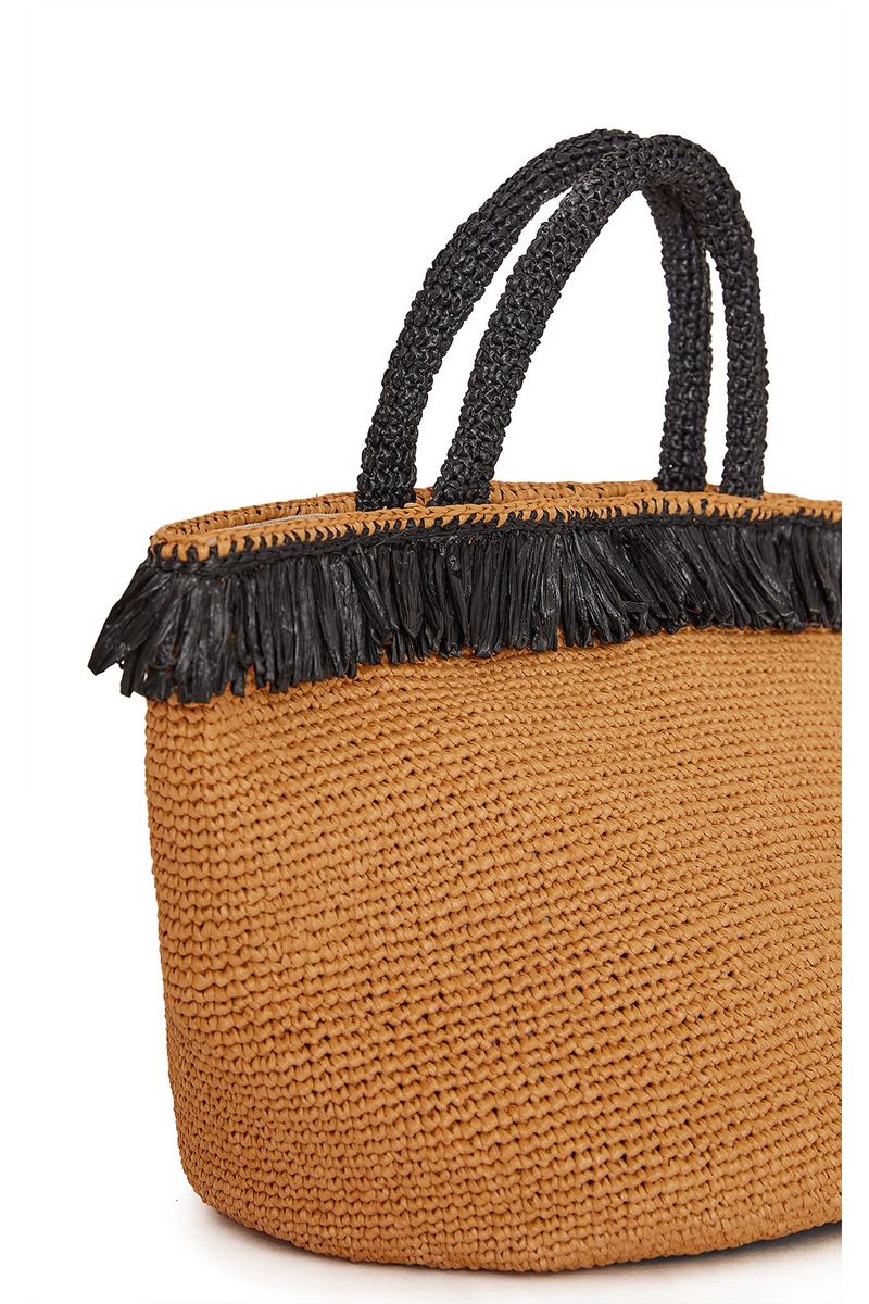 Bolsa Duo Color Franja Natural