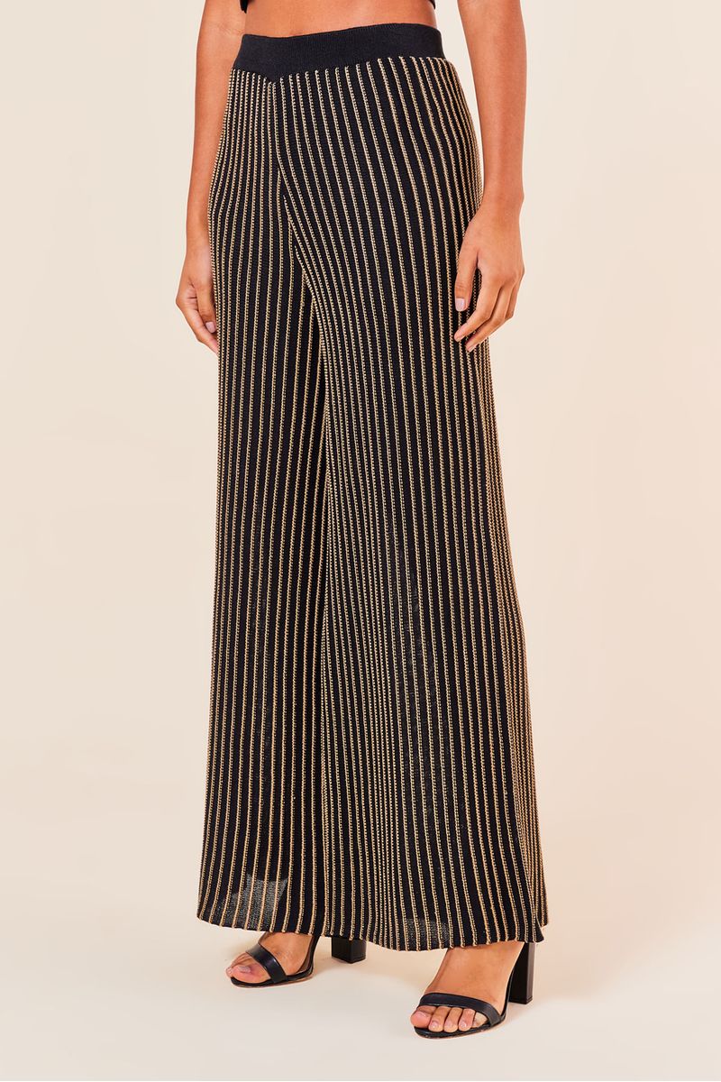 CALCA PANTALONA COM FIO DE LUREX -PRETO / DOURADO