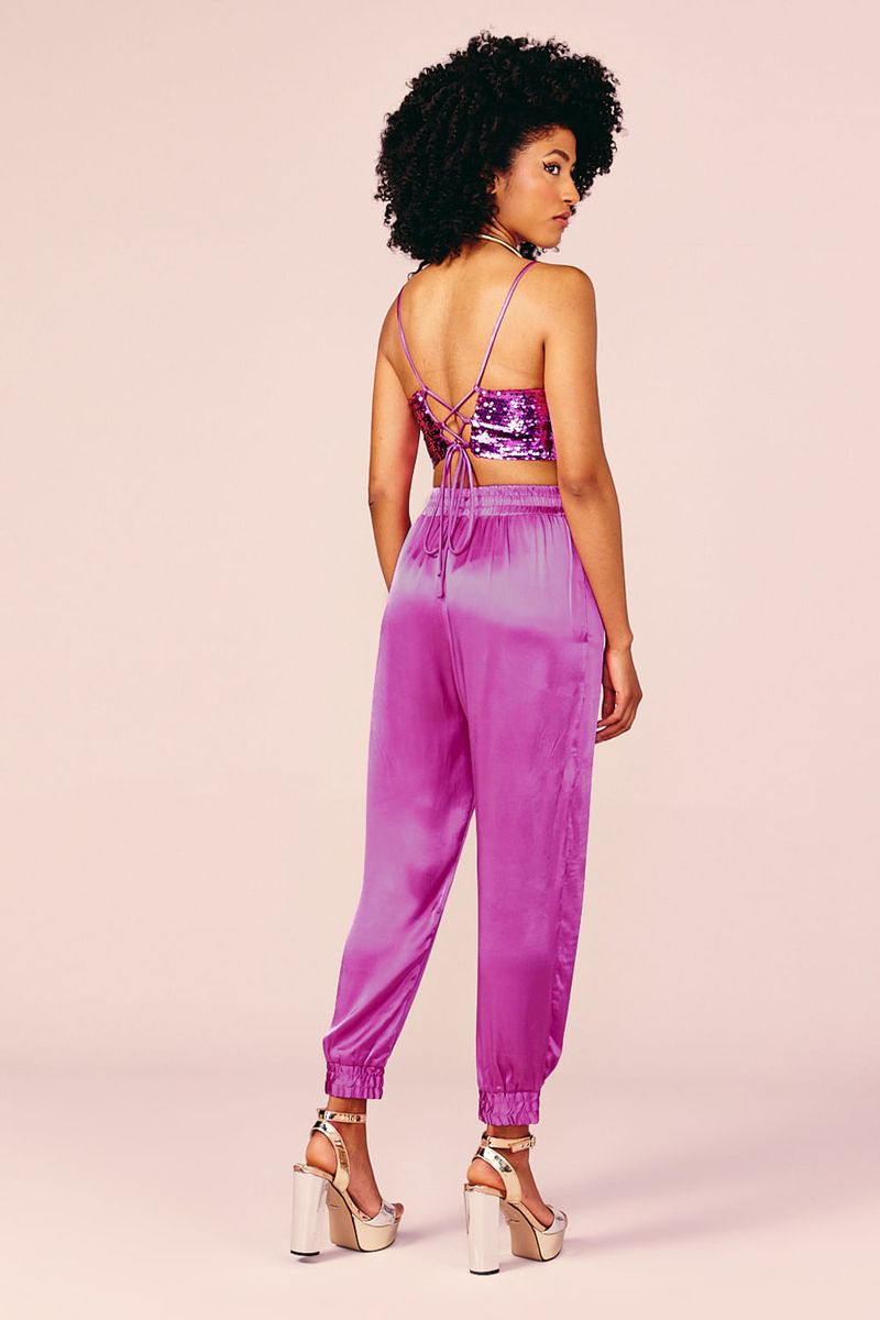 CALÇA JOGGING CETIM - MAXI PINK