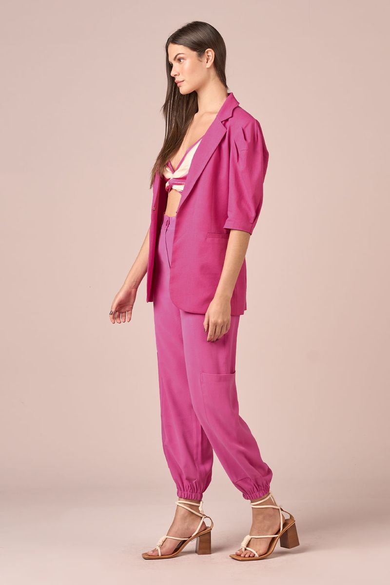 BLAZER LINHO MANGA CURTA - ROSA