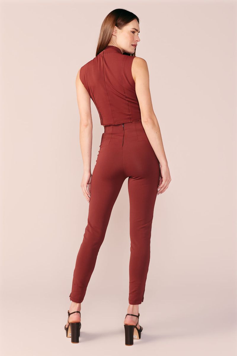 BLUSA GOLA ALTA CROPPED -CAFE