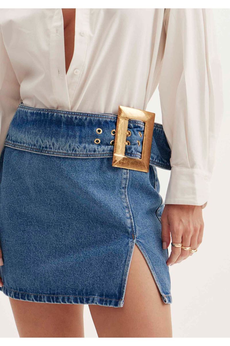 Saia Jeans Curta Super High