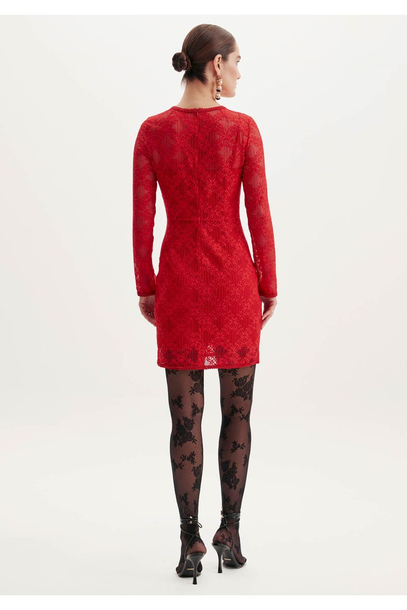 Vestido Curto Justo Rendado