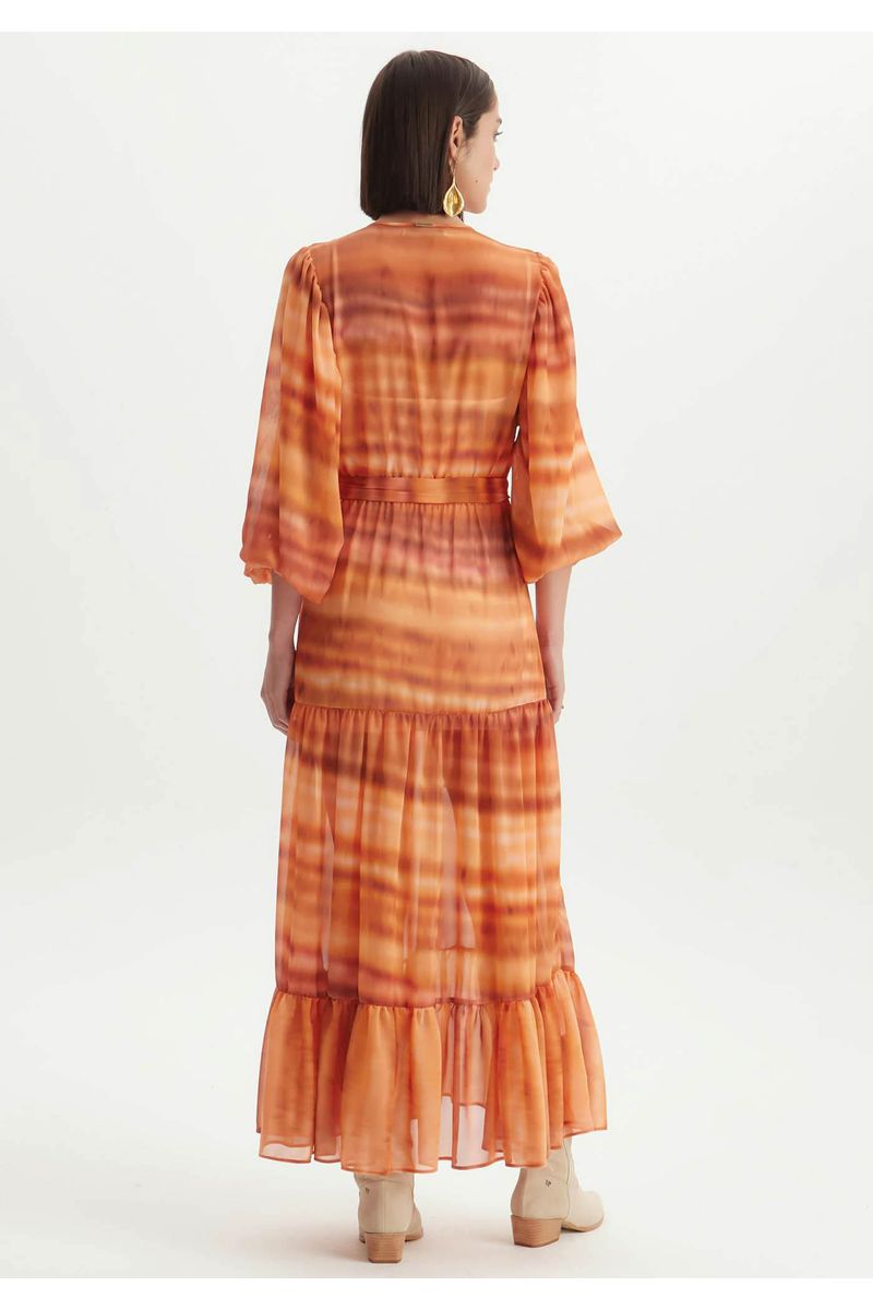 Vestido Decote V Longo Estampado