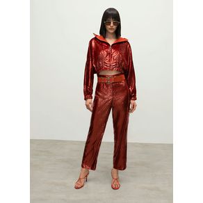 Calça Iódice Cenoura Cós Alto Com Pence Laranja 40