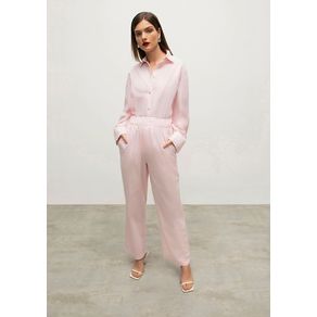 Calça Iódice Reta Cós Alto Bolso Faca Rosa 34