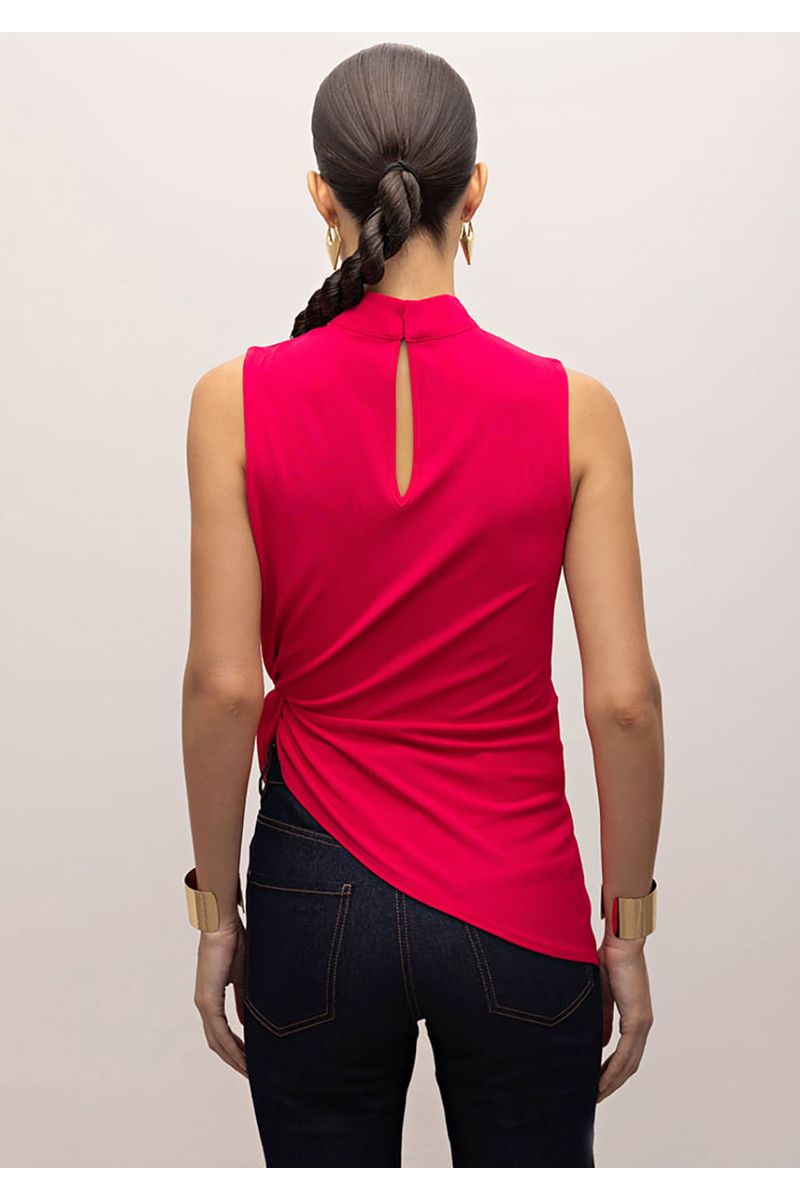 Blusa Iódice Gola Alta Sem Manga Torção Frente Pink