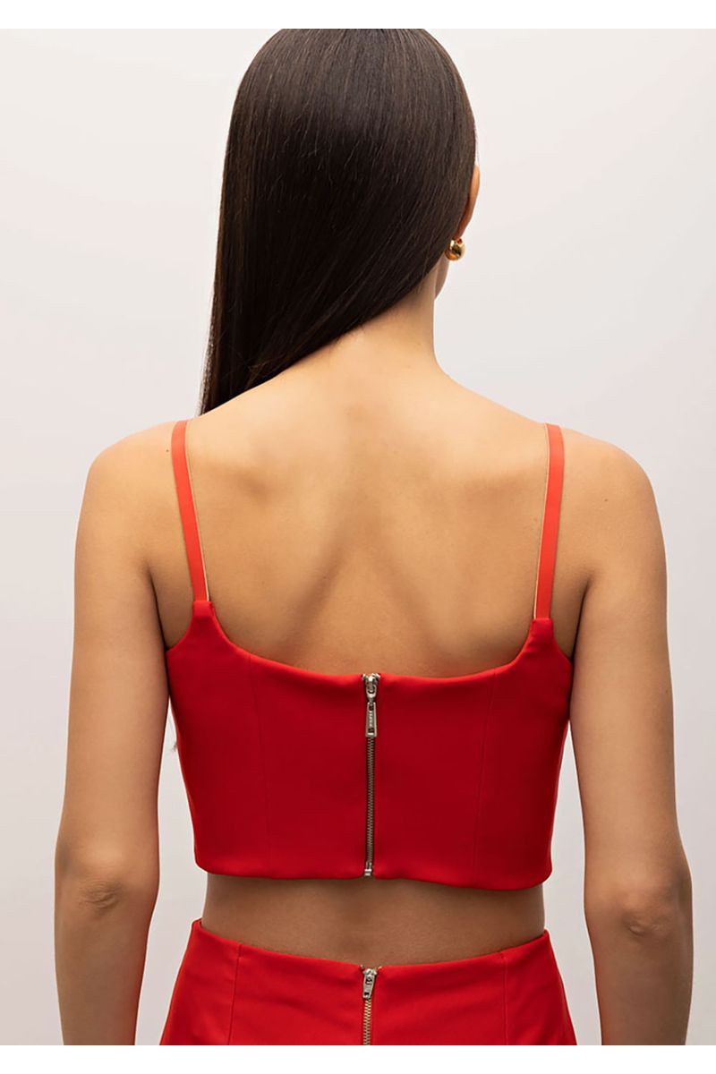 Top Iódice Cropped Alça Detalhe Alça Vermelho