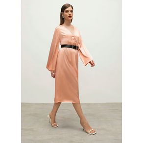 Vestido Iódice Midi Decote V Com Amarração Rosa