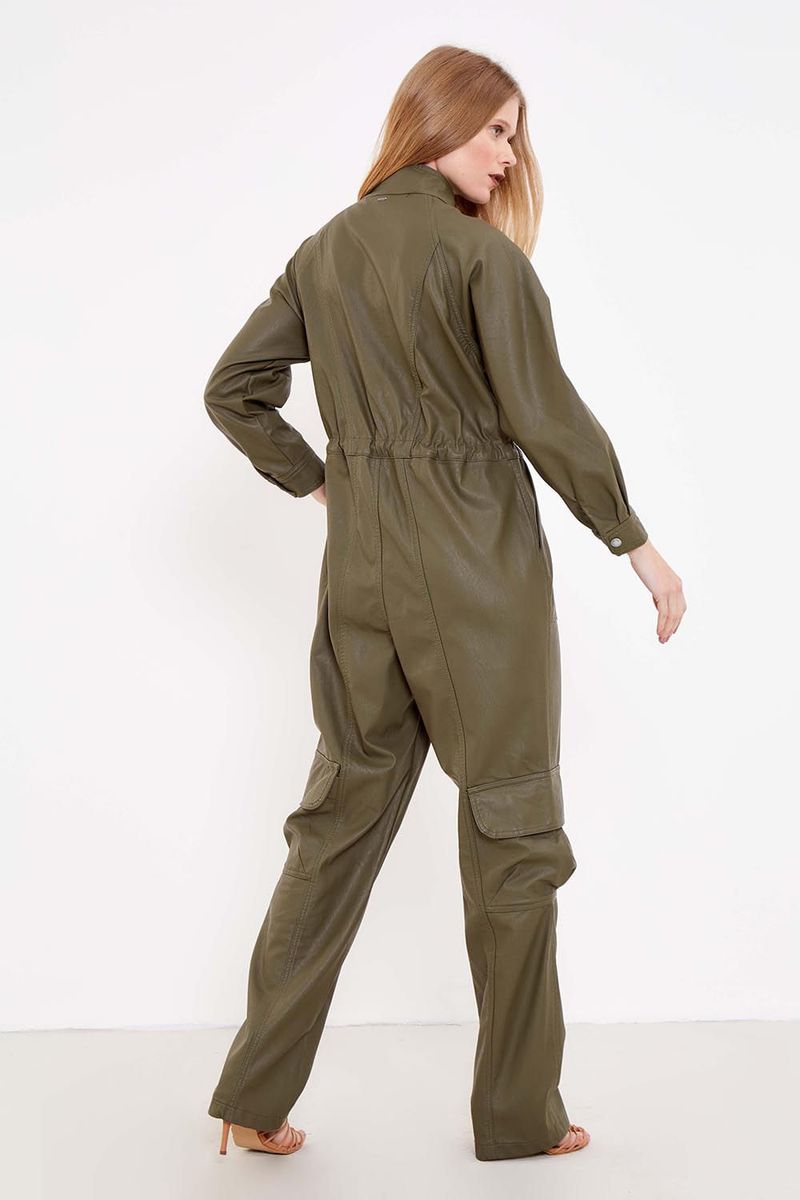 Macacão Utilitário Couro - Verde Ghaia