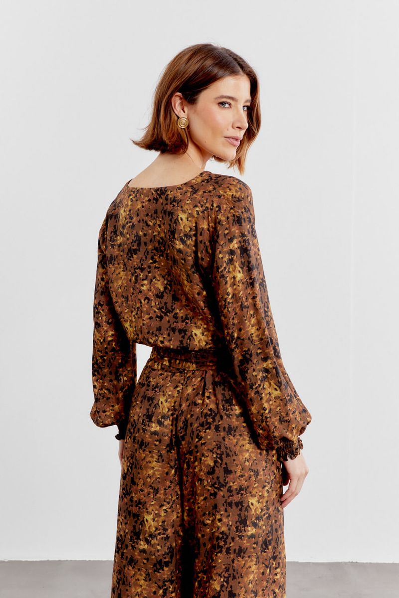 Blusa Estampa Mineral Punho Lastex - Est Mineral