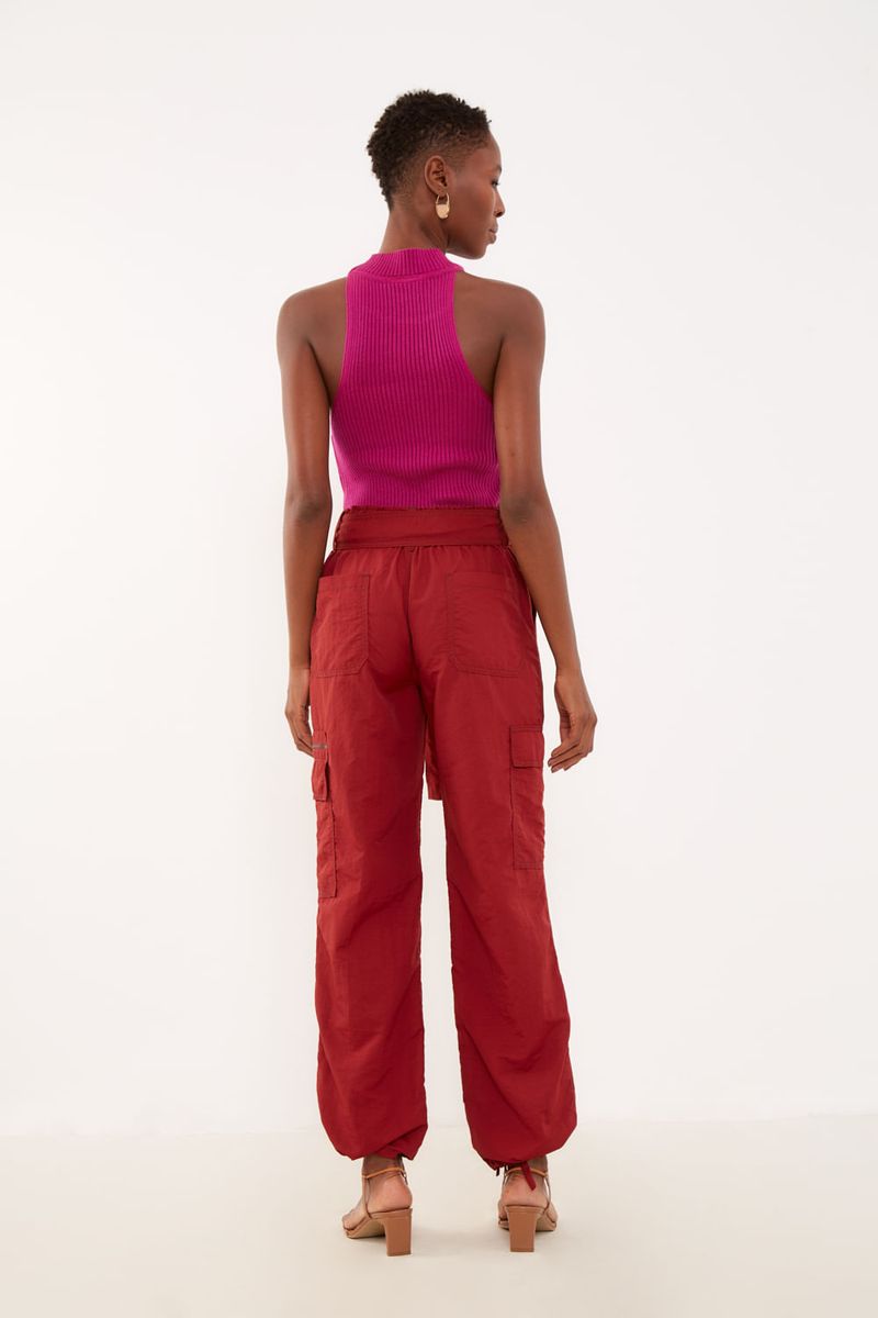 Calça Cargo Zíper - Vinho