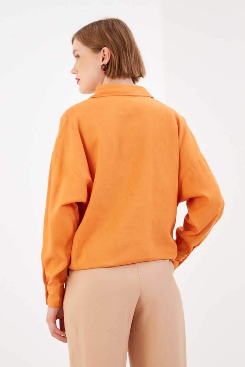 Camisa Amarração Lateral - Laranja Mandarine