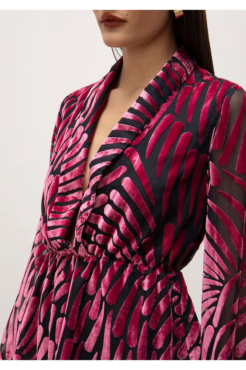 Blusa Iódice Decote V Manga Longa Detalhe Elástico Pink
