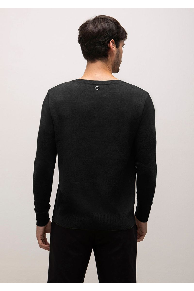 Blusa Decote V Manga Longa Tricôt Preto