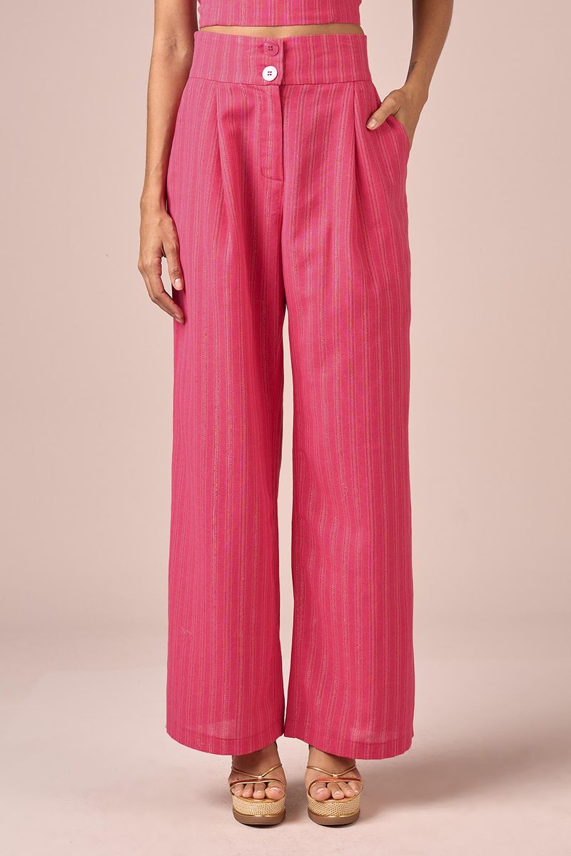 CALCA PANTALONA LINHO LUREX -CARMIM