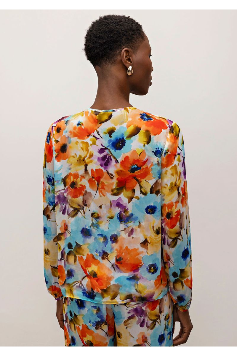 Blusa Iódice Decote V Manga Longa Com Amarração Laranja