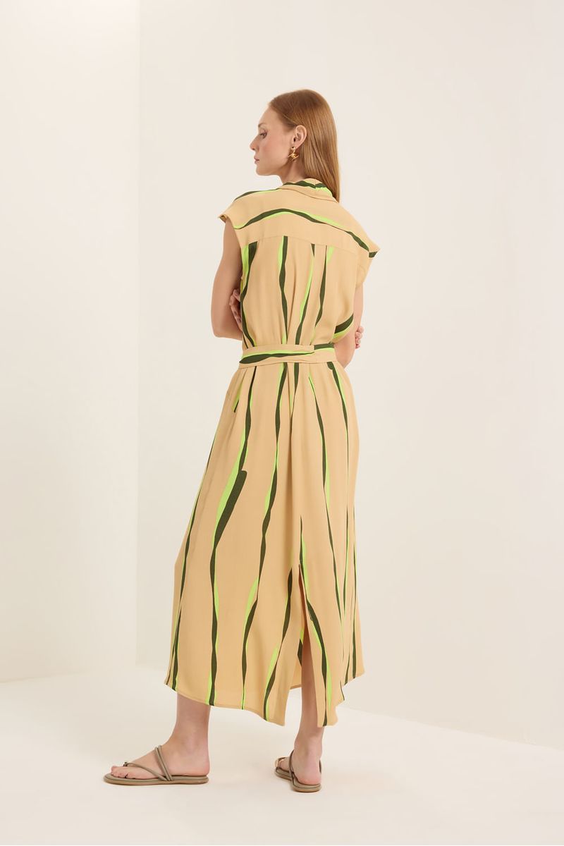 Vestido decote areias bege granola