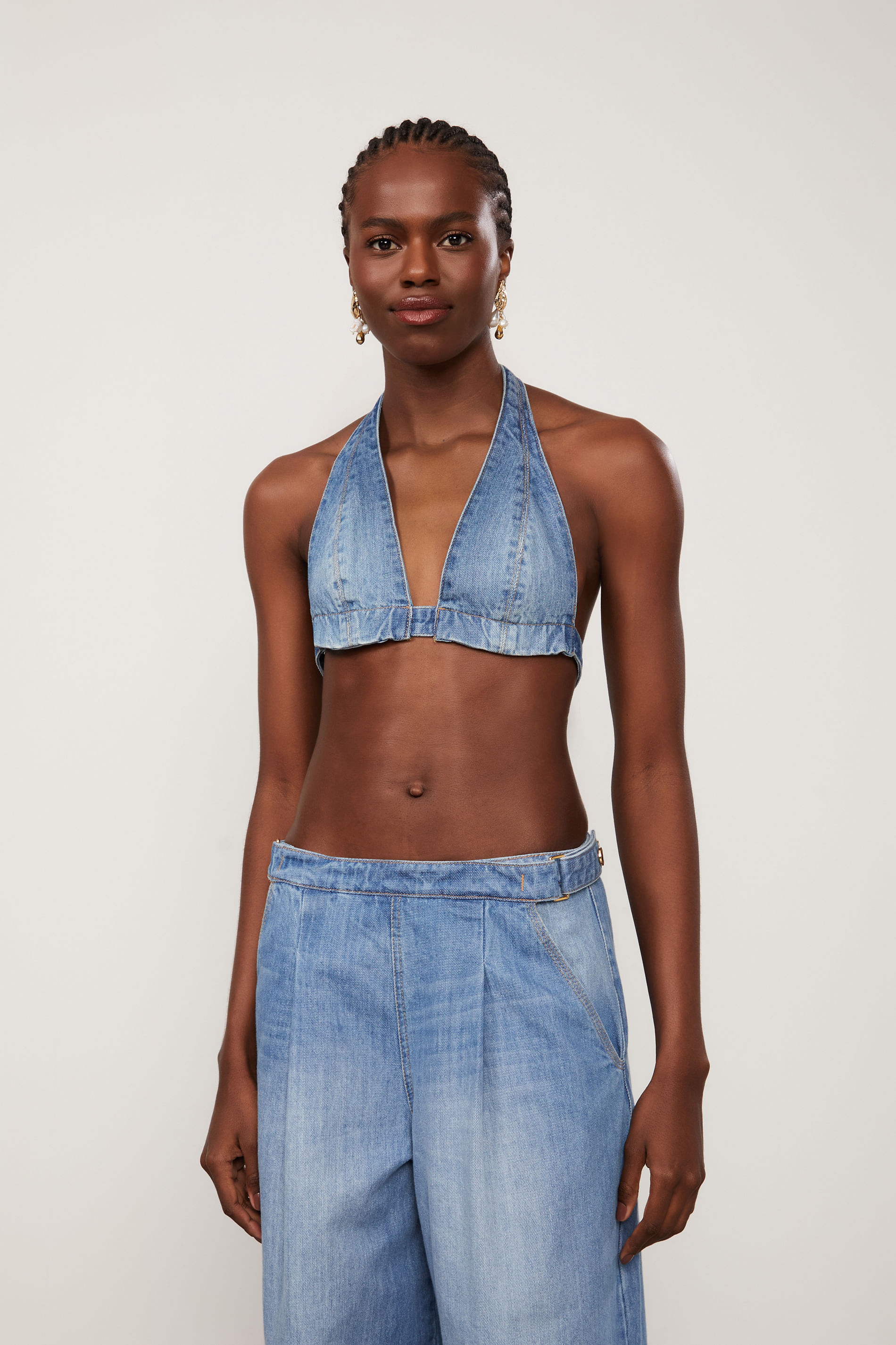 Top Jeans Frente Única