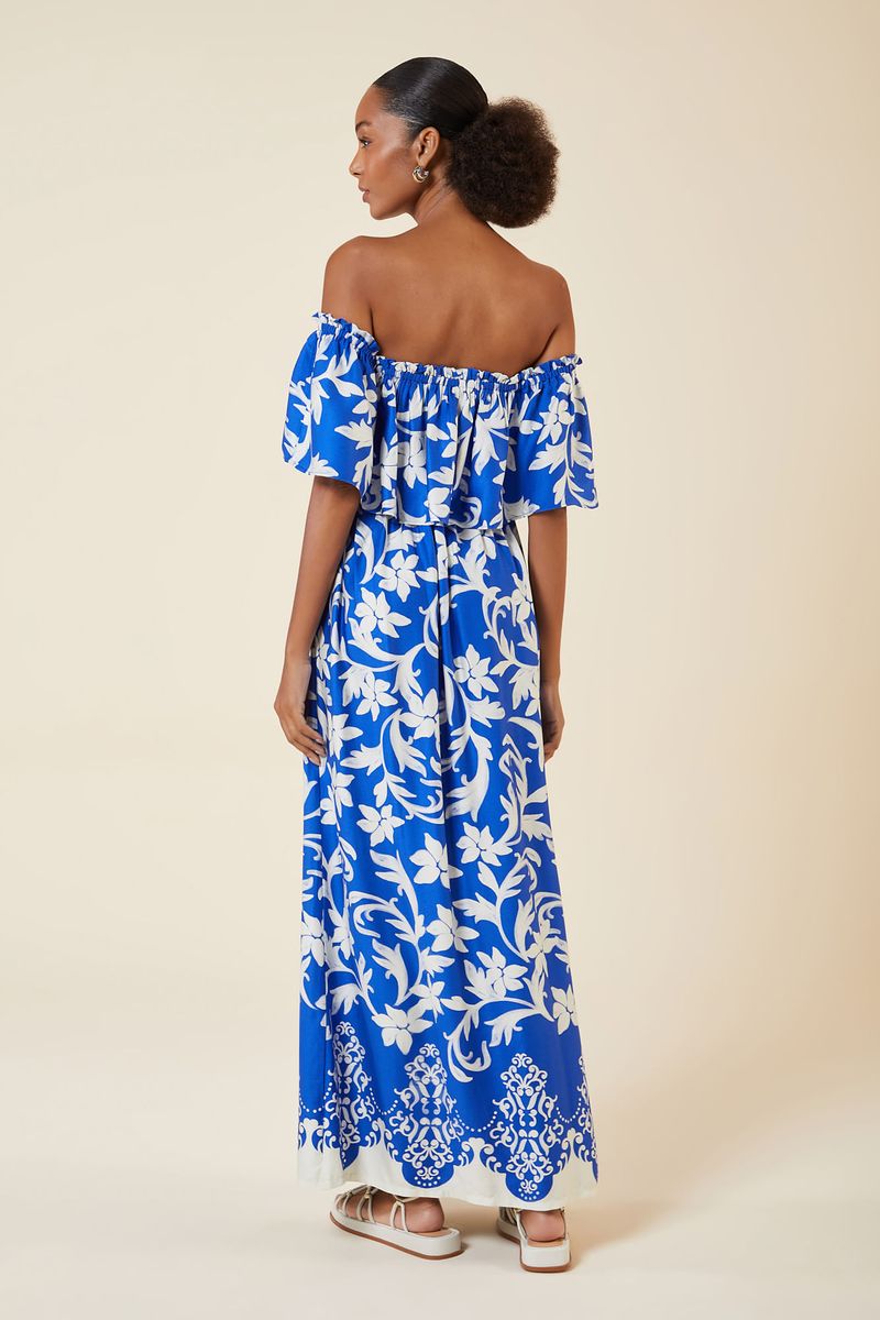 VESTIDO LONGO ESTAMPA  BELLA AZUR