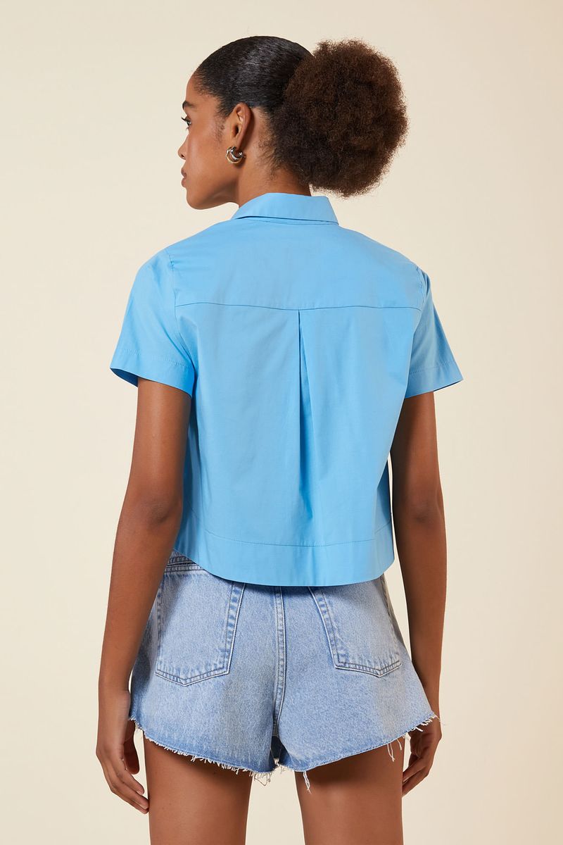 CAMISA BAINHA REDONDA AZUL CLARO