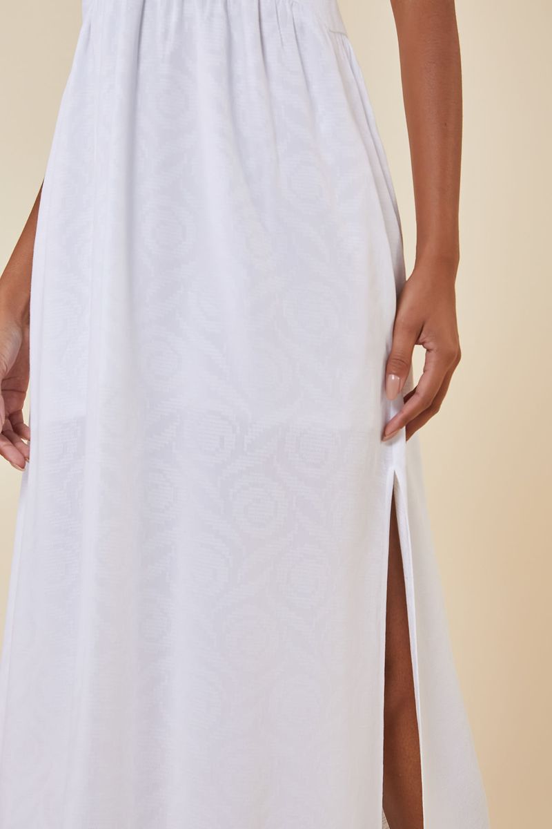 VESTIDO LONGO FLOR VAZADA BRANCO
