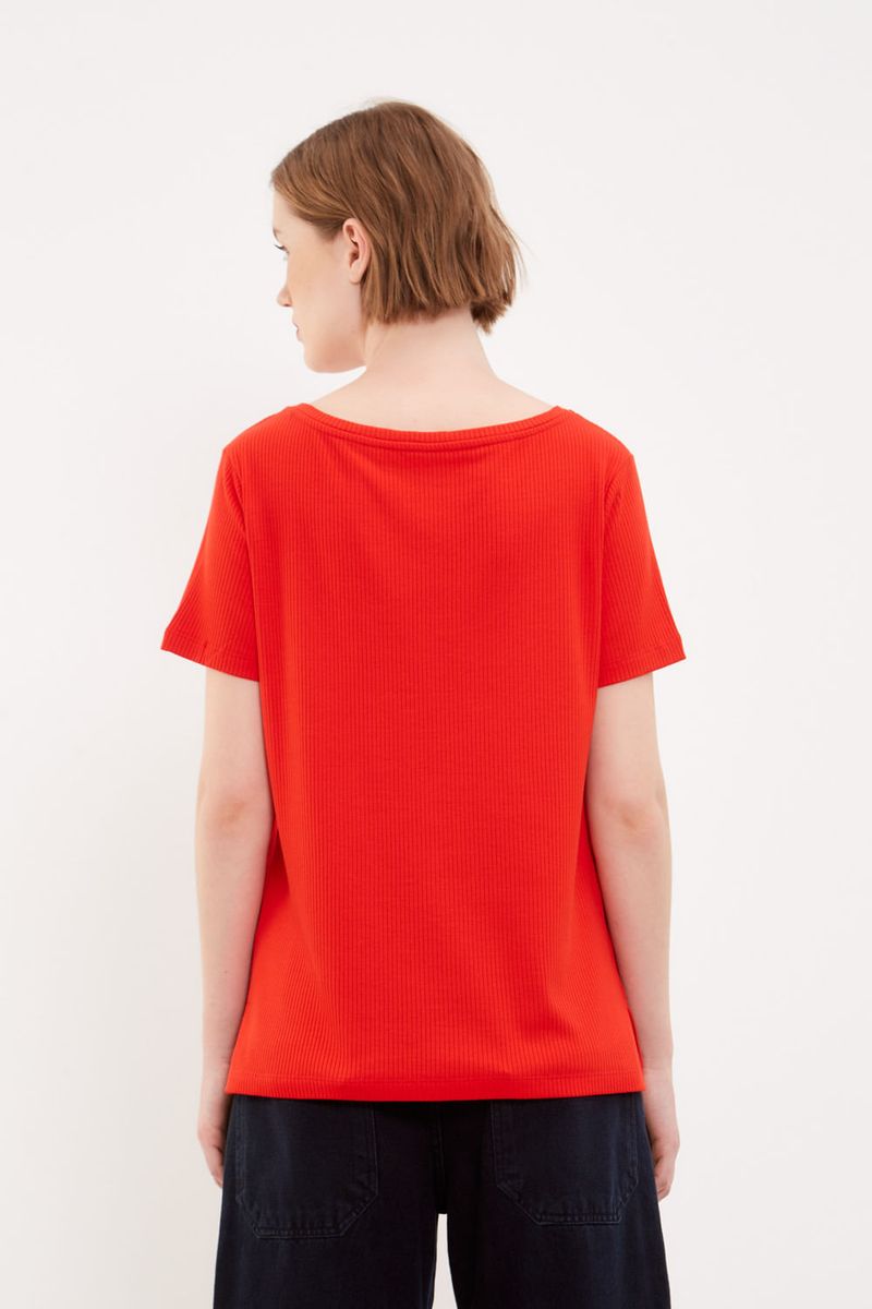 T-Shirt Malha Basica Mga Media - Vermelho Cereja