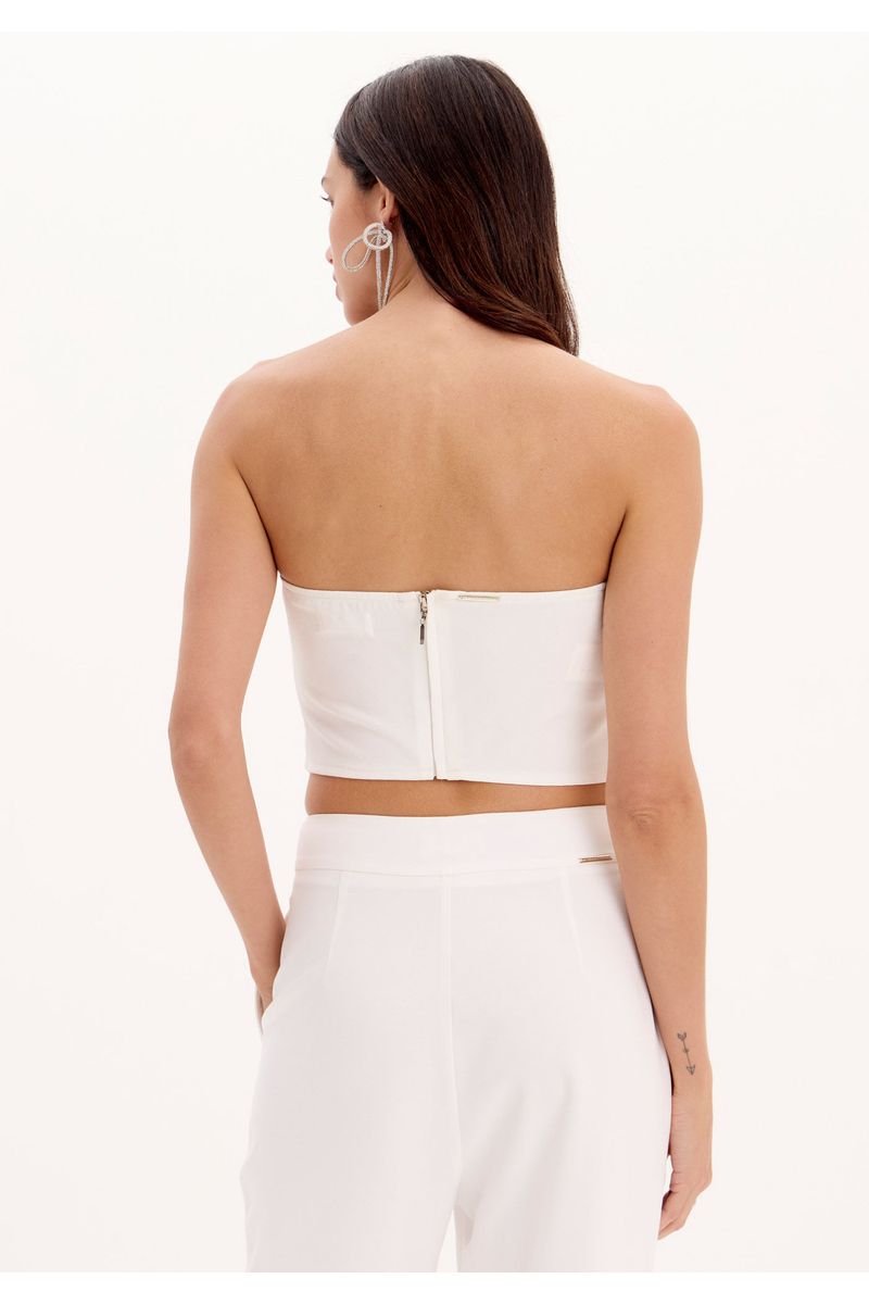 Blusa Corset Sem Alças Com Franja De Brilhos