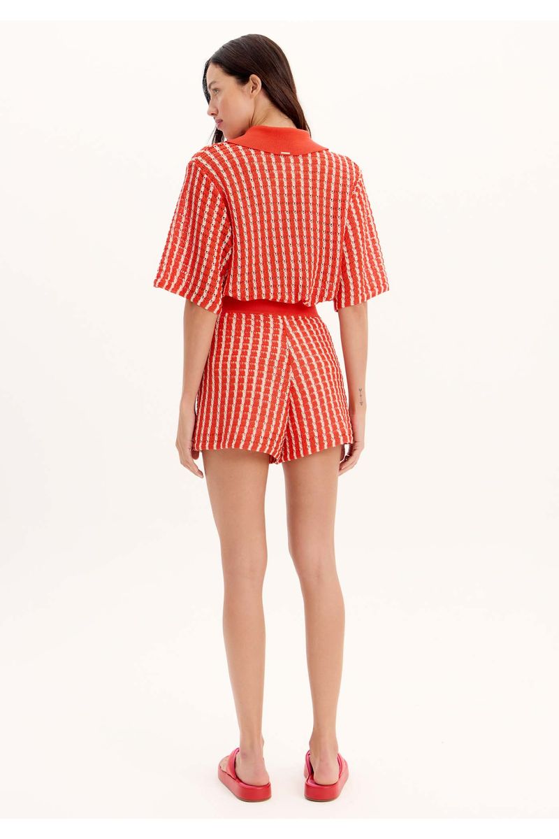 Short Cintura Alta Tricot Listras